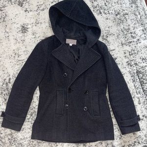 Women’s Charcoal button down peacoat.